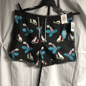 PARTY PANTS Men's black Polly wanna Cocktail Swim Trunks Size XL Novelty